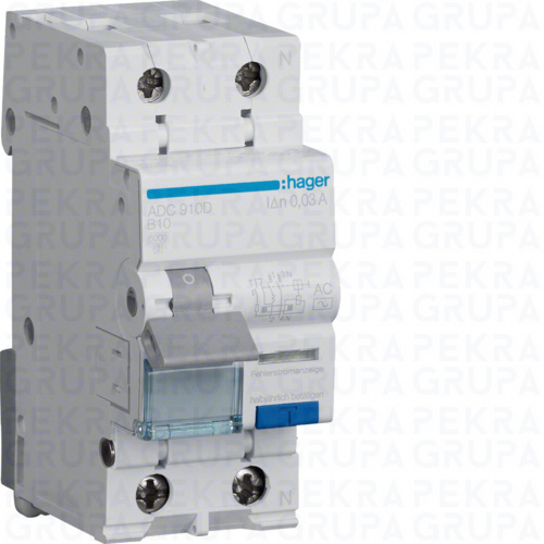 ADC910D RCBO Wyłącznik różnicowoprądowy z członem nadprądowym 1P+N 6kA B 10A/30mA Typ AC