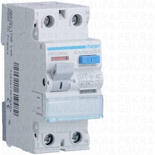 CDC240J RCCB Wyłącznik różnicowoprądowy 2P 40A/30mA Typ AC