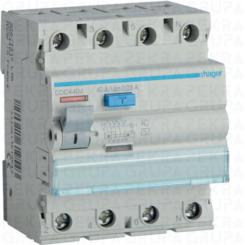 CDC440J RCCB Wyłącznik różnicowoprądowy 4P 40A/30mA Typ AC