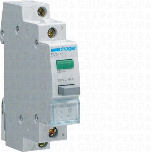 SVN411 Przycisk sterowniczy 1NO LED zielona 16A 230VAC