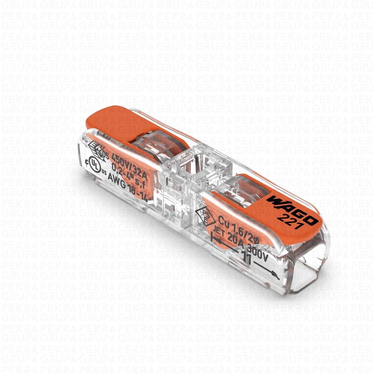 221-2411 Złączka instalacyjna COMPACT 2-przewodowa. z dźwigniami. do wszystkich rodzajów przewodów przelotowa