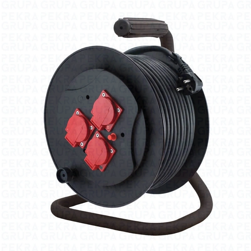 PZB-111-40G Przedłużacz na bębnie 3x2p+Z. IP44. 3x1.5mm. dł. 40m. guma