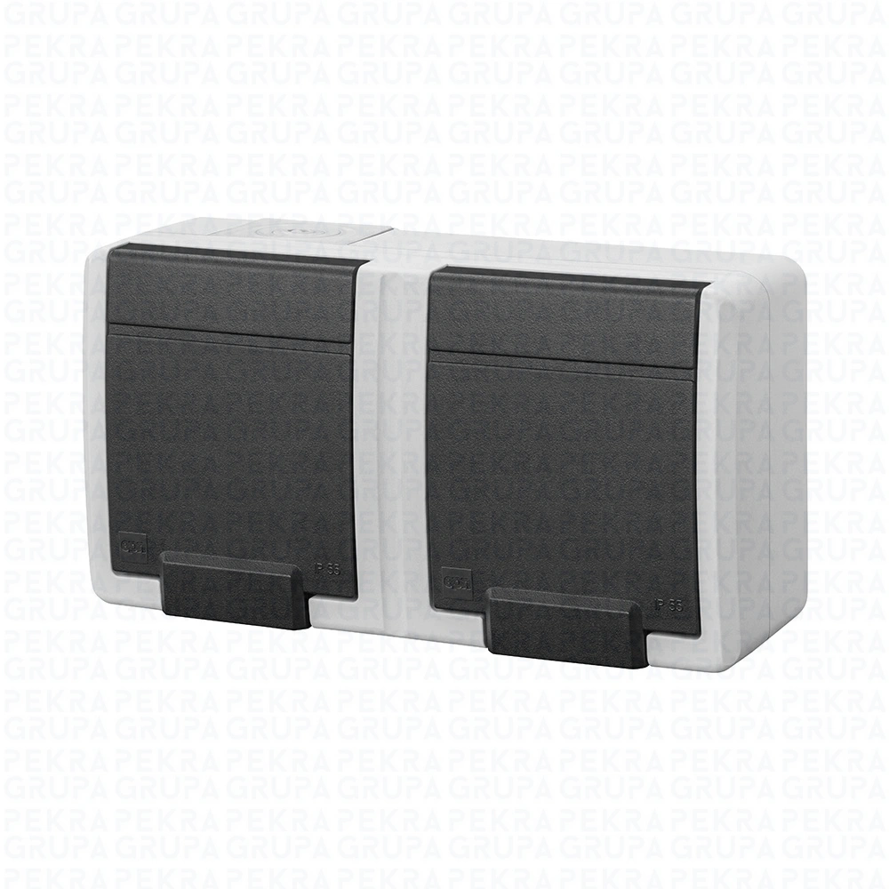5042-10 AQUANT 2K GNT 2x2P+Z Gniazdo podwójne 2P+Z IP55 szare