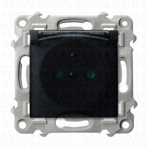 GPH-1ZZP/m/00/d SZAFIR Gniazdo 2P+Z IP44 z przesłoną  dymne/czarny metalik