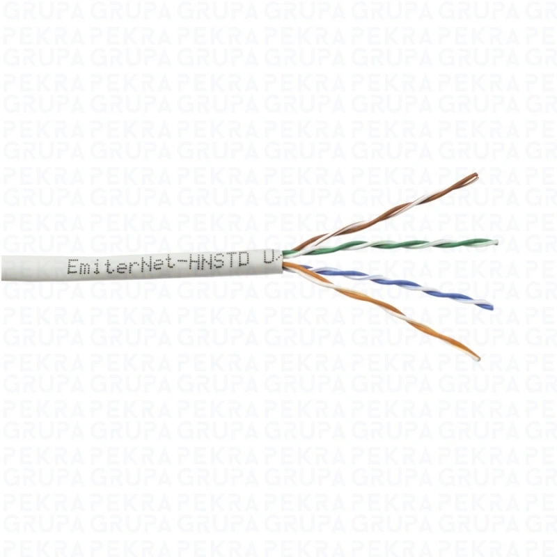 Przewód UTP kat.5e drut 4x2x24 AWG (4x2x0.5) standard szary Emiter Net. karton (305mb)