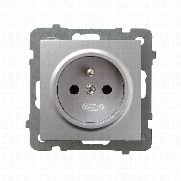 GP-1GZ/m/18 AS Gniazdo pojedyncze z uziemieniem srebrne