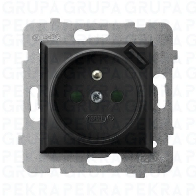 GP-1UZPUSB/m/33 ARIA Gniazdo 2P+Z z przesłonami torów prądowych z ładowarką USB czarne