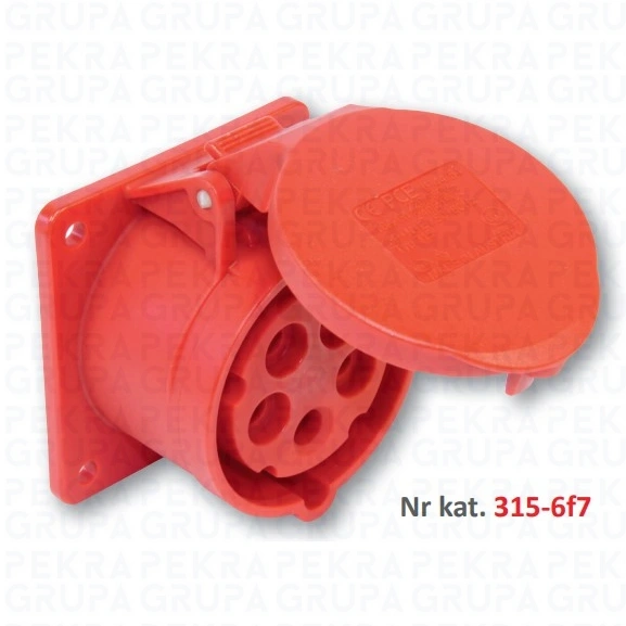 315-6f7 Gniazdo tablicowe proste TWIST IP44 16A 400V 3P+Z+N 75x75mm