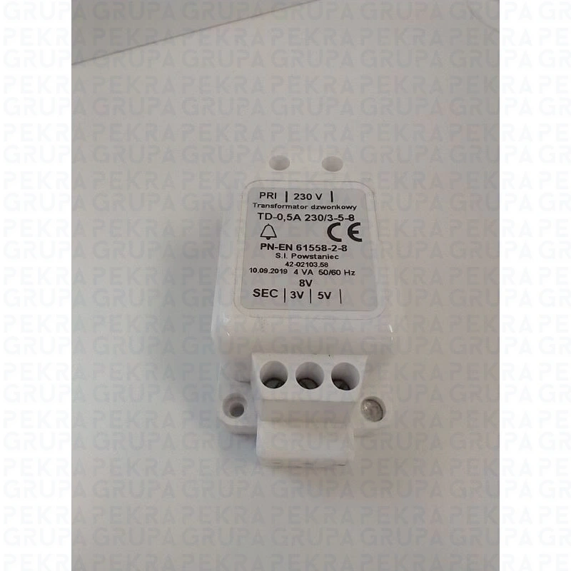 TD-0.5A Transformator dzwonkowy 4VA 230V/3-5-8V